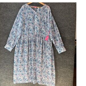 Simply Southern XXL Shirt Dress Floral Confetti Y2K Cottagecore Casual‎ Midi